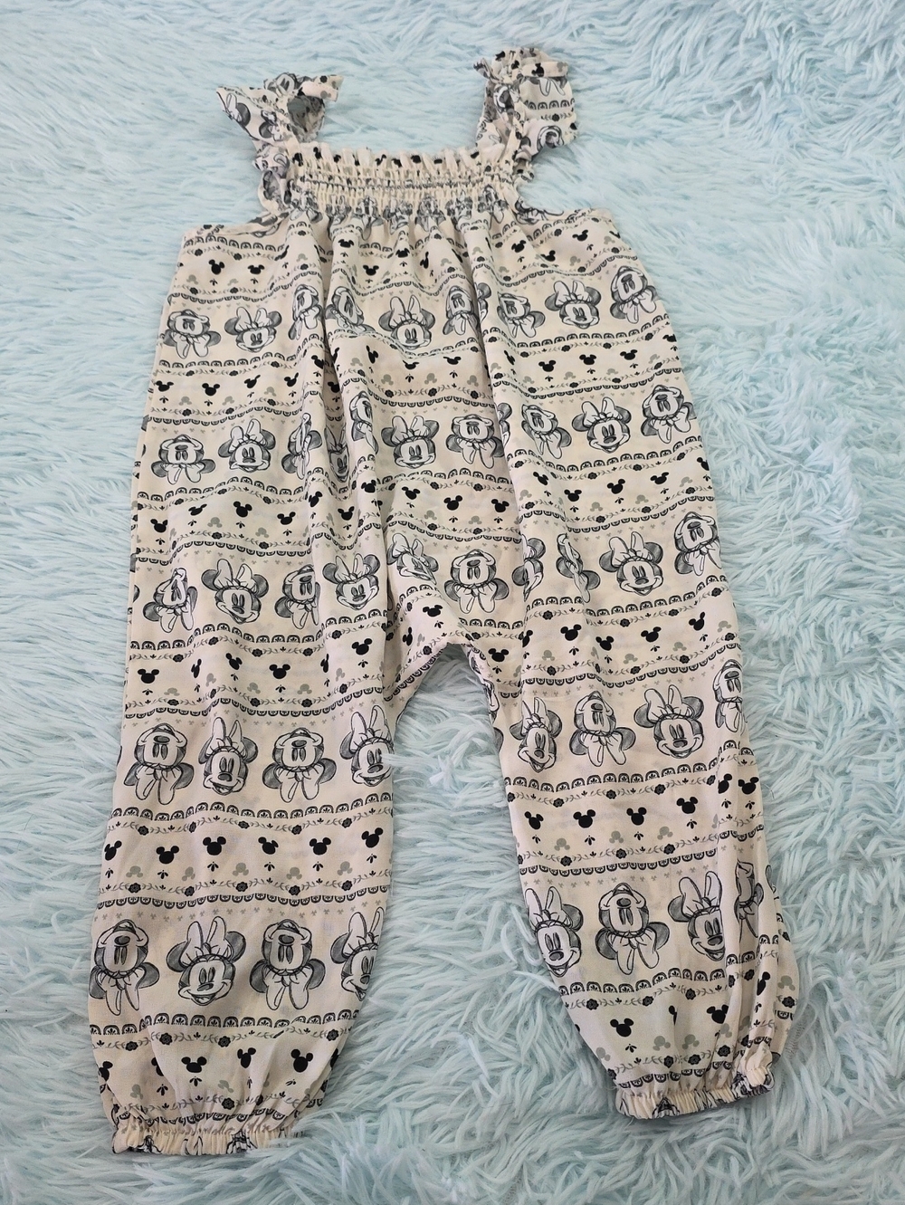 Minnie Mouse Smocked One-Piece Harem Romper Jumpsuit See Measurements for‎ size